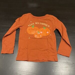 The Children's Place Girls Orange Pumpkin Love My Family Fall Long Sleeve Tee 3T